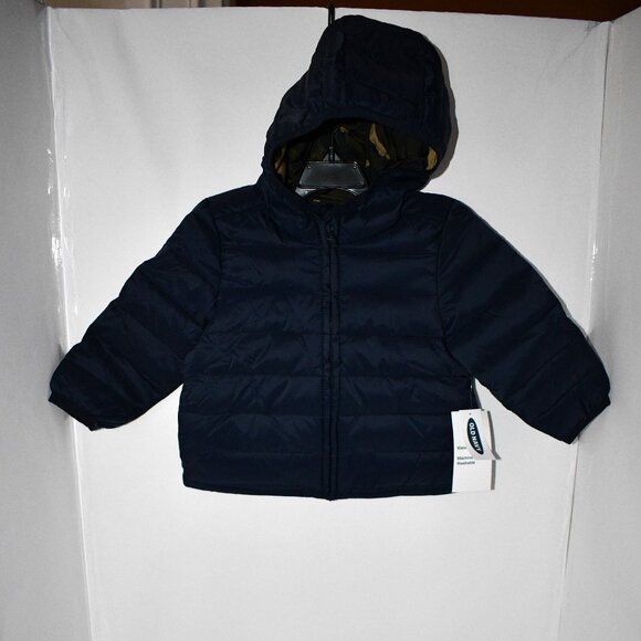 Old Navy Kids Puffer Jacket with Hood in Navy Size: 12-18 Mos NWT - Picture 1 of 3
